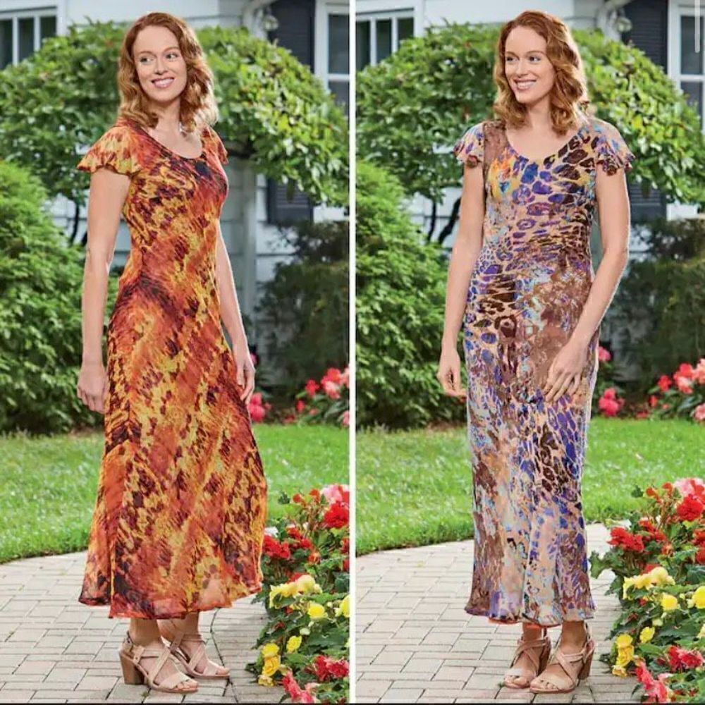 Size 8 Midnight Velvet  Animal Botanical Kenzie Reversible Floral Dress (c1)